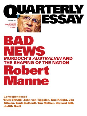 cover image of Quarterly Essay 43 Bad News